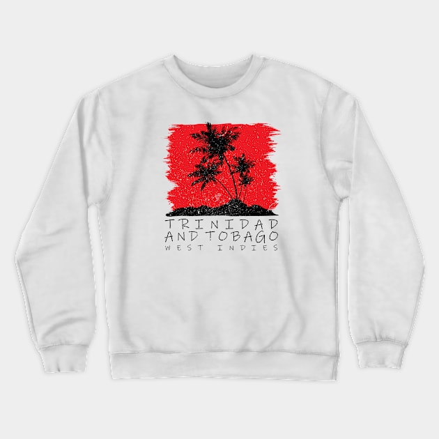 Trinidad and Tobago National Colors with Palm Silhouette Crewneck Sweatshirt by IslandConcepts